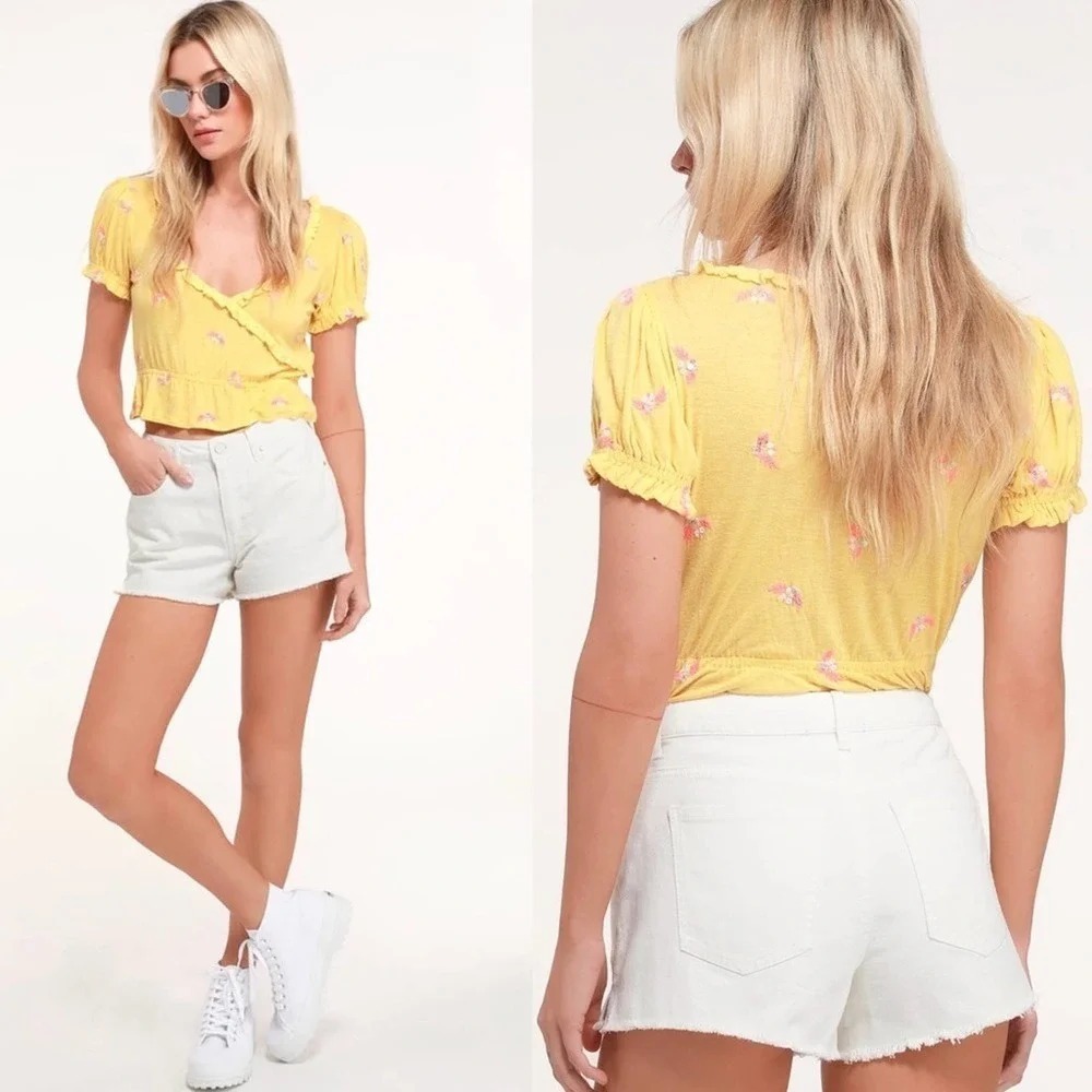 Lulus Denim Shorts Women 25 White Raw Hem Cotton Boho Festival Summer Casual